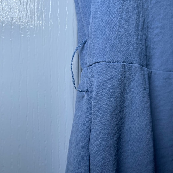 Lucky Brand Women’s Flutter Cap Sleeve Button Front Blue Midi Dress Size Large - Picture 10 of 13